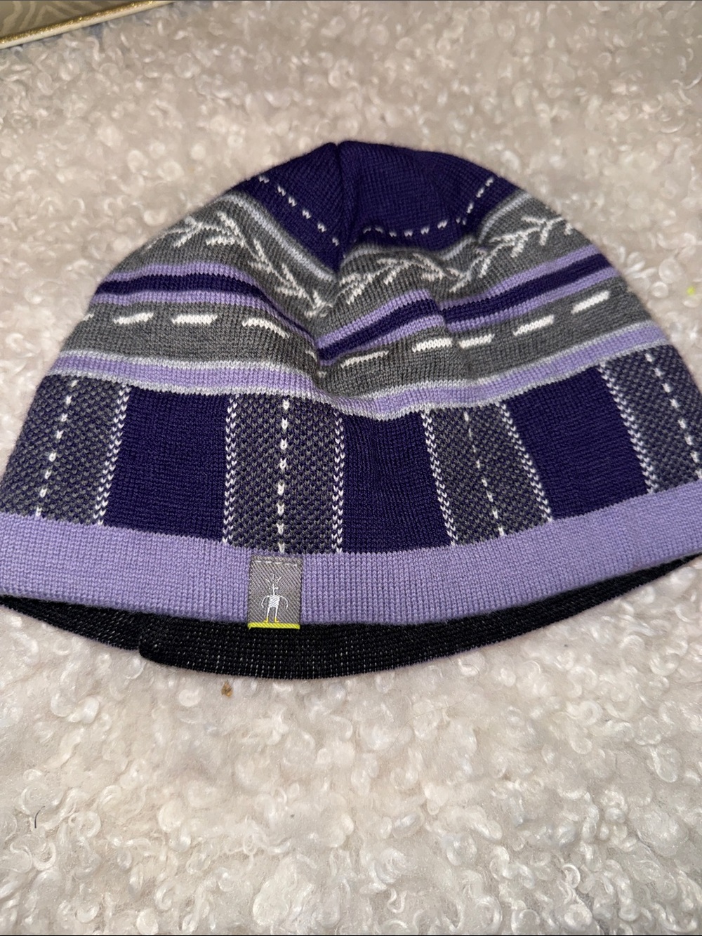 Smartwool Purple, Light Purple & Gray Striped Knit Beanie